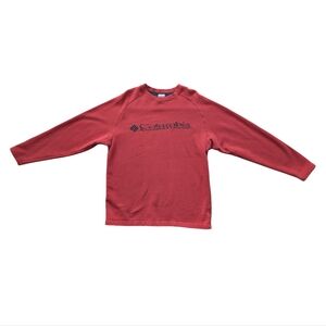Vintage Columbia Men's Large Red Crewneck Sweater Athletic Long Sleeve Retro